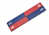 Set of pairs of magnets for steel rods with iron filing
